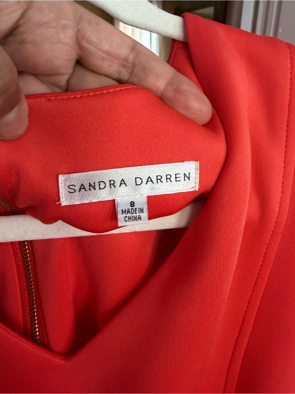 Sandra Darren Coral Midi Sheath Dress with Gold Zippers - Picture 4 of 6